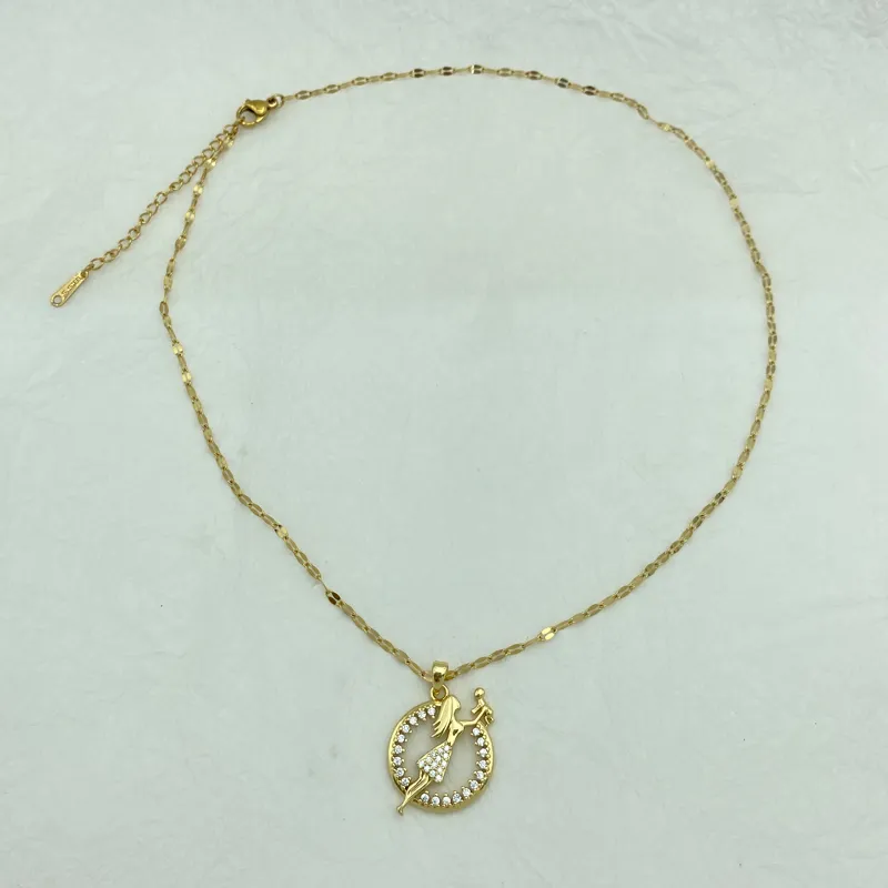 Collana con ciondolo mamma e bimbo in zircone placcata oro_voghion.com