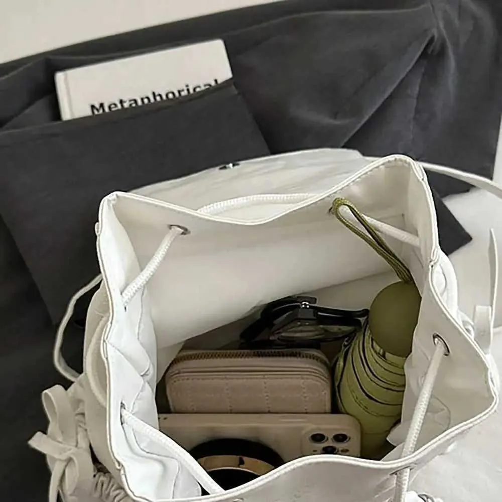 Zaino da scuola alla moda con fiocco, tracolla regolabile, grande capacità, in PU, impermeabile, con tracolla singola, per studenti, C241217_voghion.com
