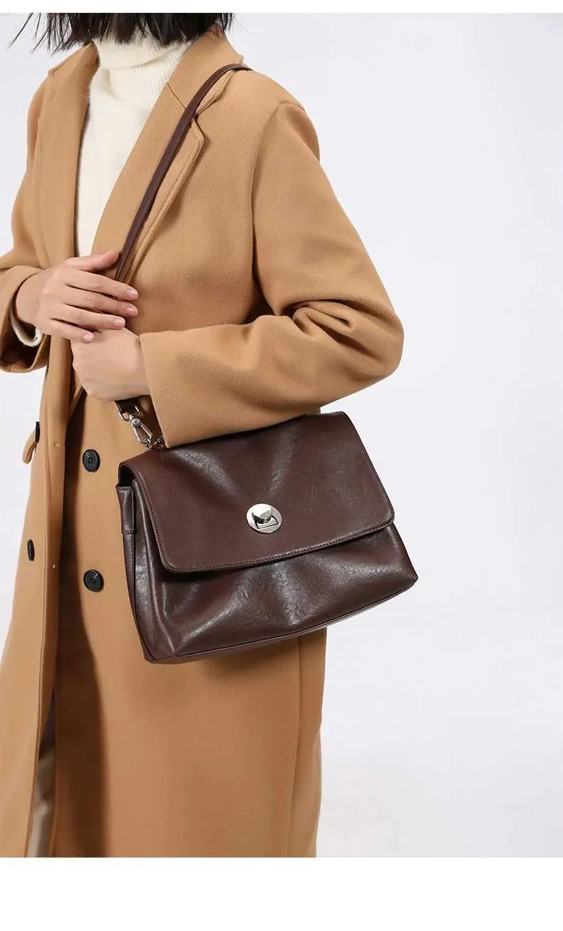 Hifashion Retro Vera Pelle Grandi Borse a Tracolla per Donna 2025 Tendenza Designer Satchel Tote Crossbody Ufficio Signore_voghion.com