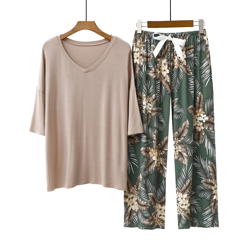 Pigiama donna estivo in modal e cotone set leggero floreale da notte_voghion.com