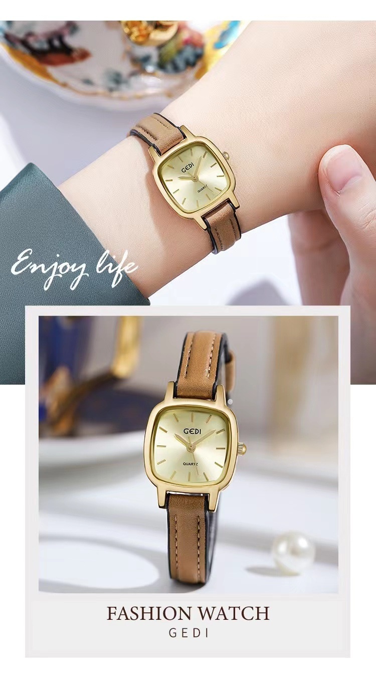 La nouvelle ceinture carrée de Gedi, style Instagram de célébrité d'internet, montre étudiante minimaliste de niche_voghion.com