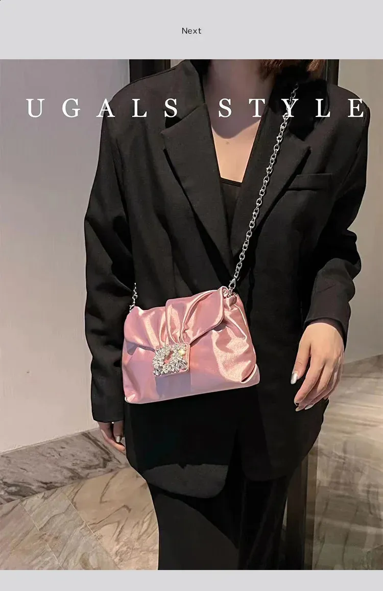 Elegante borsa da sera in raso pochette e borsa a tracolla_voghion.com