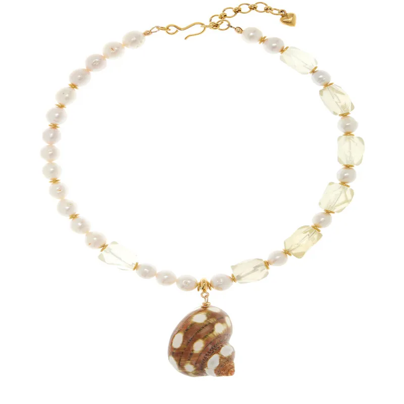 Collane con ciondolo Moda Senior Acciaio inossidabile Perla d'acqua dolce Perline Collana da donna Grande conchiglia Catena per maglione_voghion.com