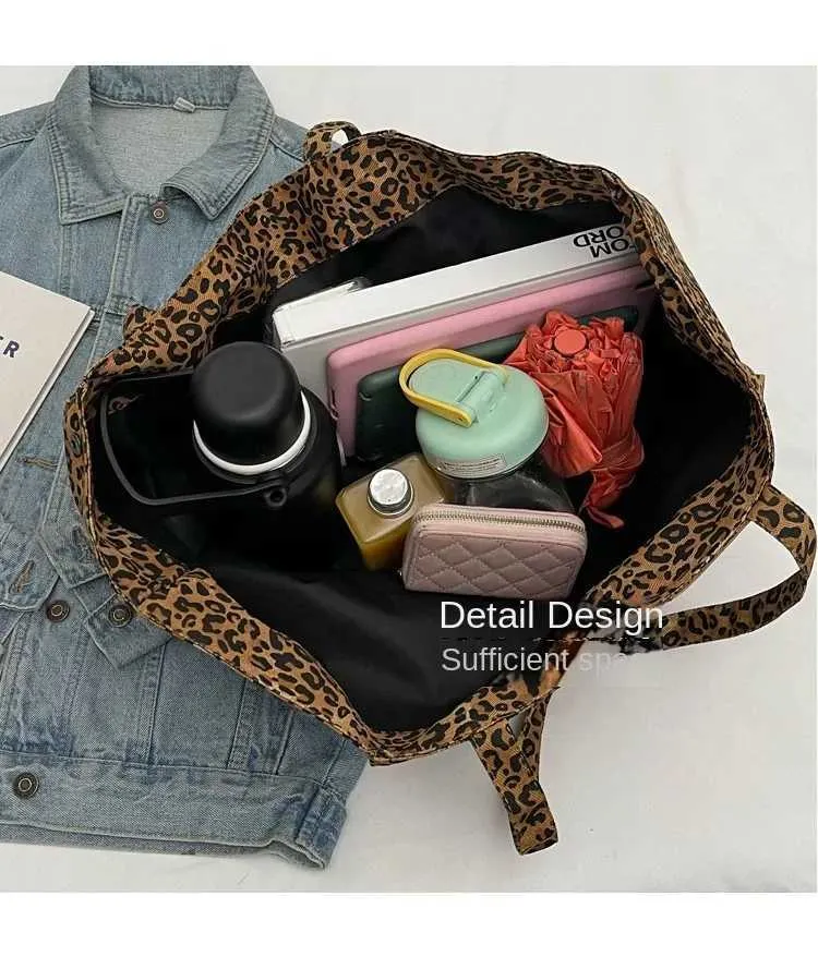 Large leopard print womens shoulder bag detachable canvas large capacity shopping 2024 winter new handbag Y241011_voghion.com