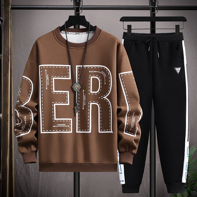 Ropa para hombres 13 Suéter deportivo de tendencia juvenil de primavera y otoño 12 Conjunto de camiseta de manga larga para niños 14 Conjunto de dos piezas para estudiantes de secundaria