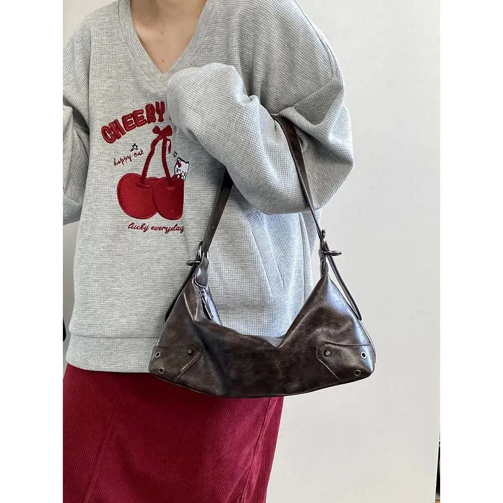 Pu Leder Retro Damen Unterarm Cool Y2k Mädchen Vintage Kleine Schultertaschen Einfache weibliche Umhängetasche Handtaschen Geldbörse_voghion.com