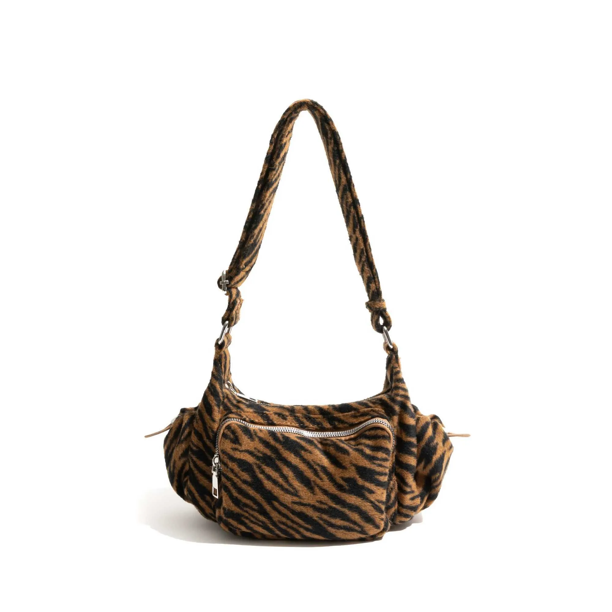 MABULA Vintage Fluffy Multi-poches Sac à main léopard pour femmes Motif animal Zèbre-rayure Élégant Sac de téléphone pour dames_voghion.com