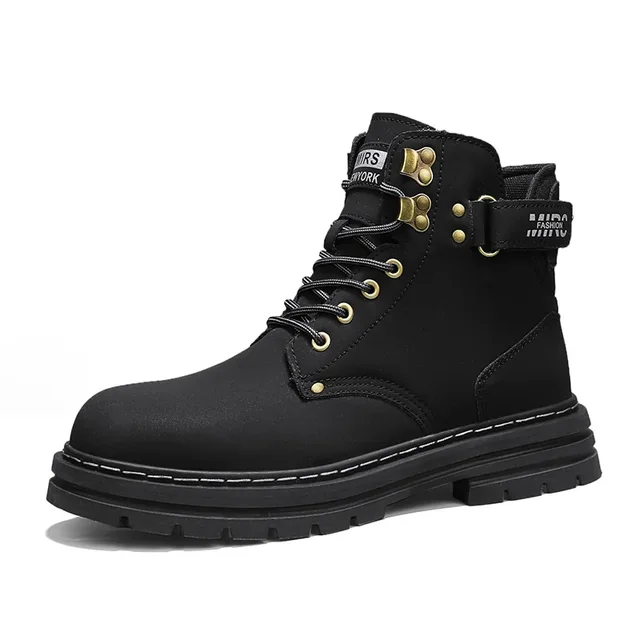 High Top Men's Genuine Leather Shoes Fashion Ankle for Men Outdoor Lace-Up Botas New Arrival Motorcycle Boots_voghion.com