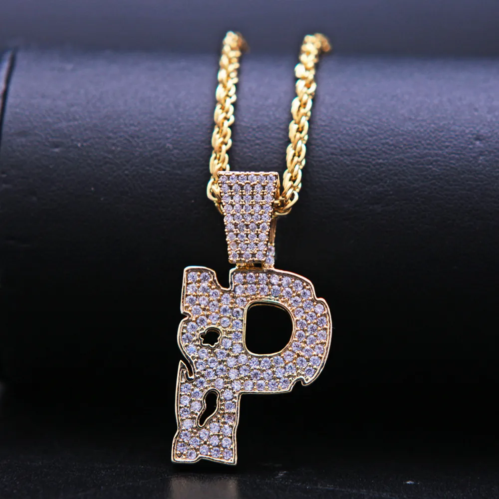 New personalized Diamond A-Z Initial Letter Custom Name Pendant Necklace Iced Out CZ Gold Plated Hiphop DIY Jewelry for_voghion.com