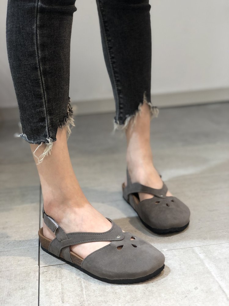 Women's one-line buckle flat sandals_voghion.com