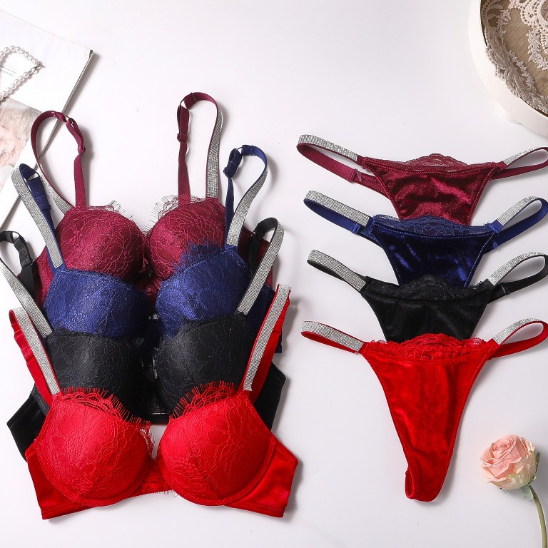 Women's clothing Lace Lingerie Set Women's Bra Gathered Diamond Underwear