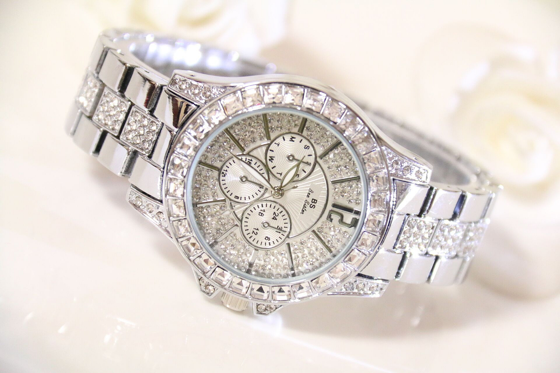 Bs Bee Sister Ladies Diamond Watch Montre à quartz de luxe pour femme, montre à quartz étanche de luxe pour femme_voghion.com