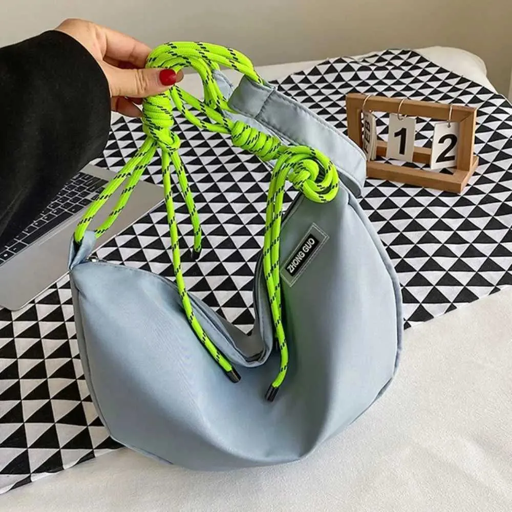 Half-moon Nylon Crossbody Bag Large Capacity Shoulder Bag Solid_voghion.com