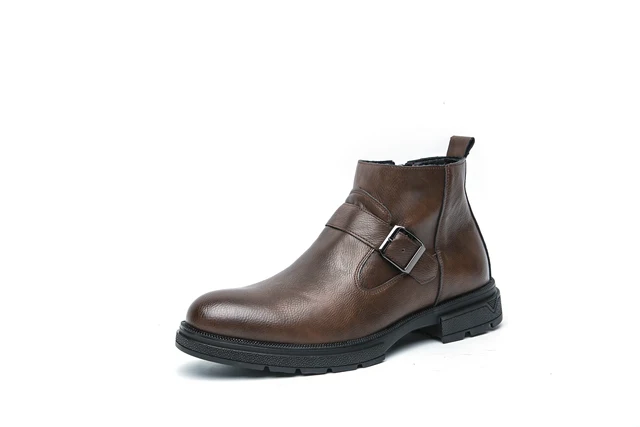 Sapatos masculinos casuais de couro, estilo cano alto, outono inverno, moda ao ar livre, festa, botas diárias para negócios e escritório, preto, novo_voghion.com