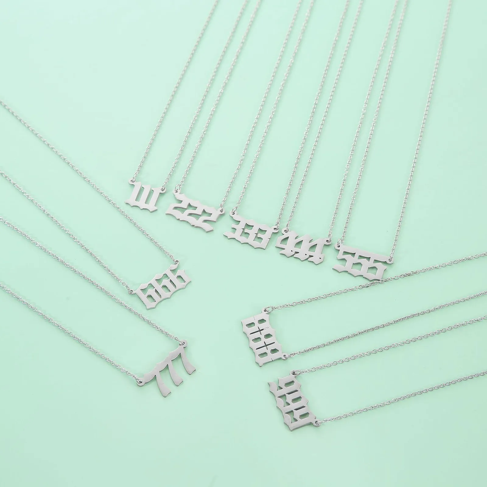 Collane con ciondolo 222 333 444 555 666 777 888 999 Collana con numero in acciaio inossidabile 316 con ciondoli angelo minimalista_voghion.com