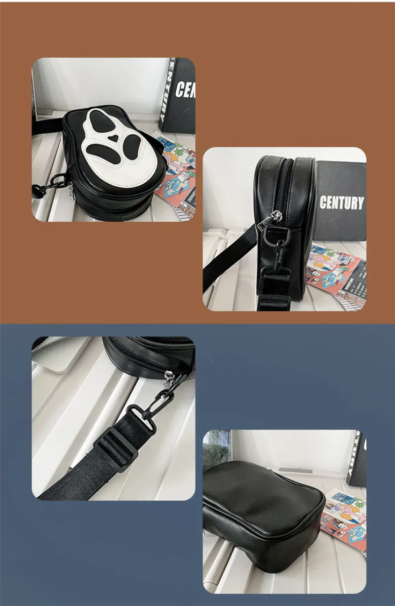 Y2K Vintage Shoulder Halloween Funny Lovely Devil Ghost Bag Ladies Leather Zip Purse PU Handbags Women Crossbody Bags_voghion.com