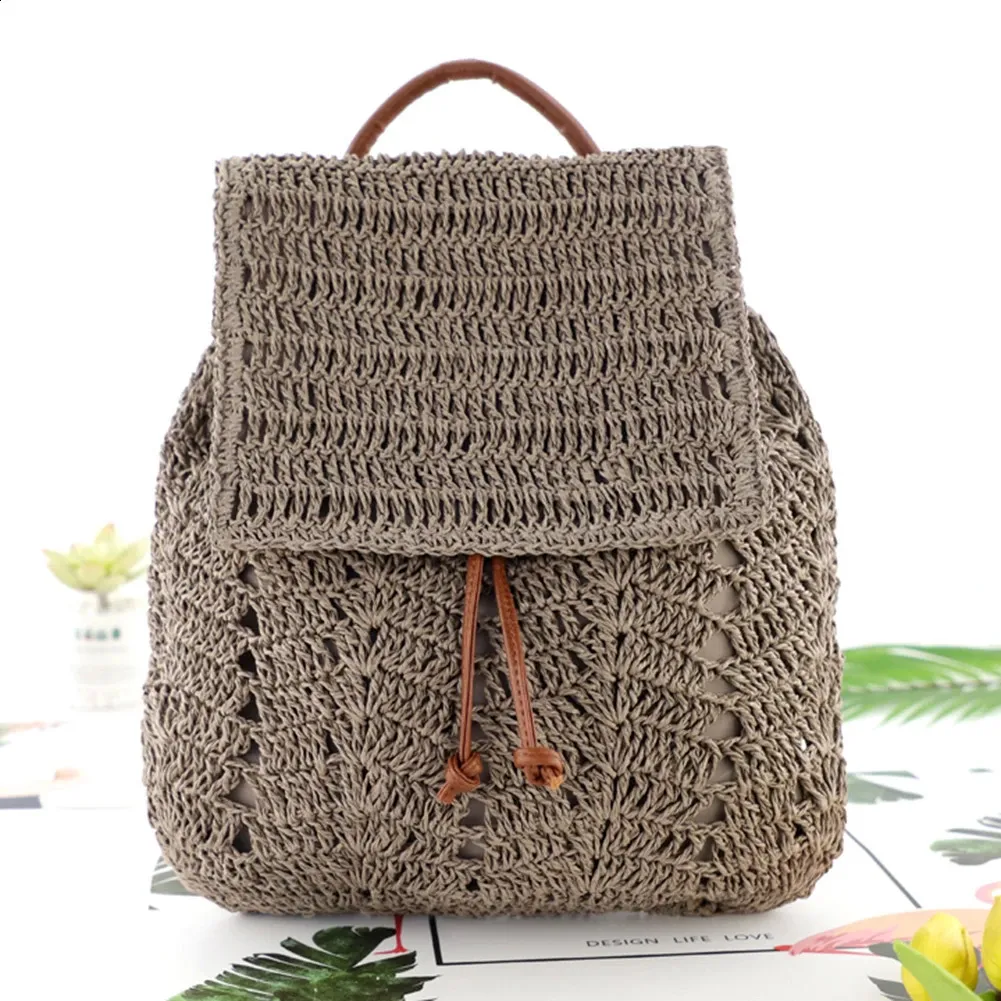 Damen Stroh Sommer Boho Bohemian Hohl Schultertasche Hobo Häkeln Reisetaschen für Frauen Gestrickter Strandrucksack 240907_voghion.com