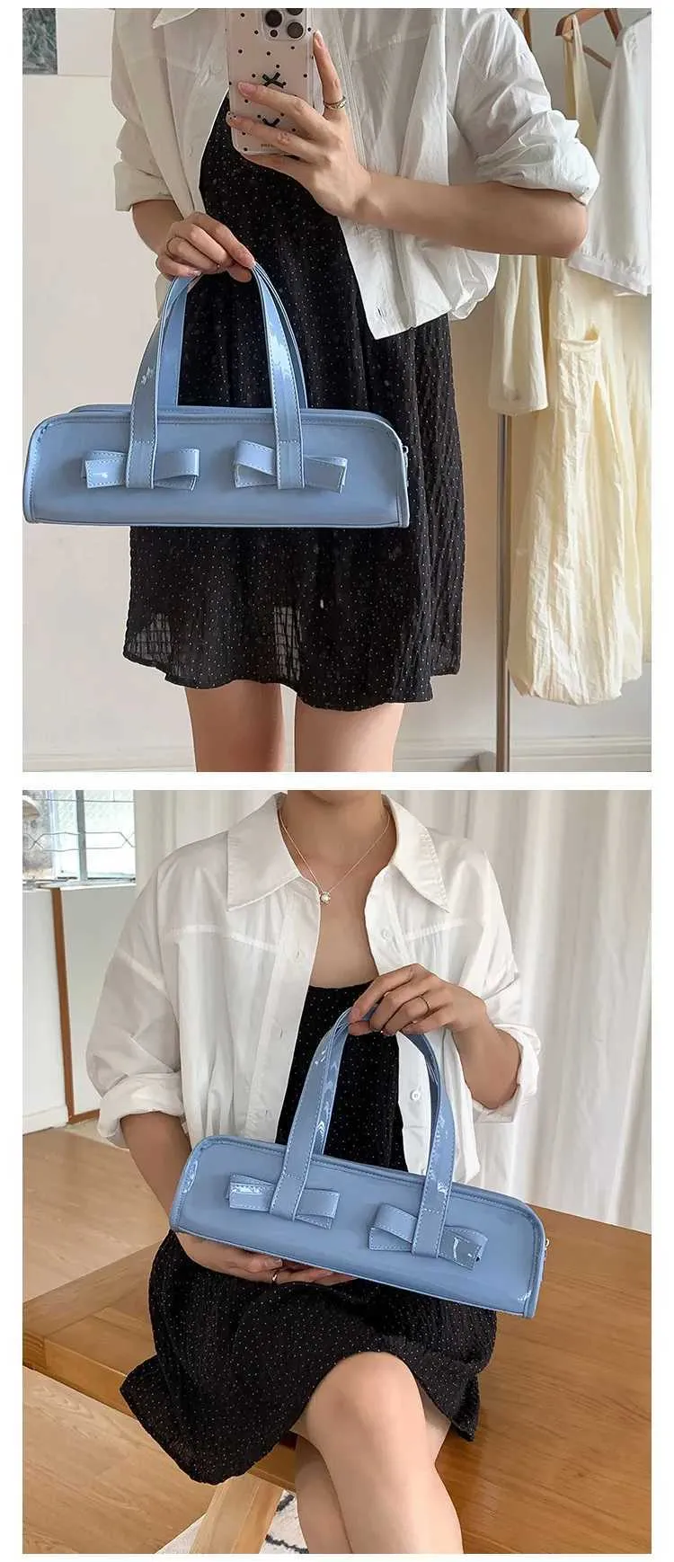 Texturéierten Lackledergrëff fir Fraen Solid Stachel Pillow Bag Weiblech Summer Versatile Shopping Handtaschen Grouss_voghion.com