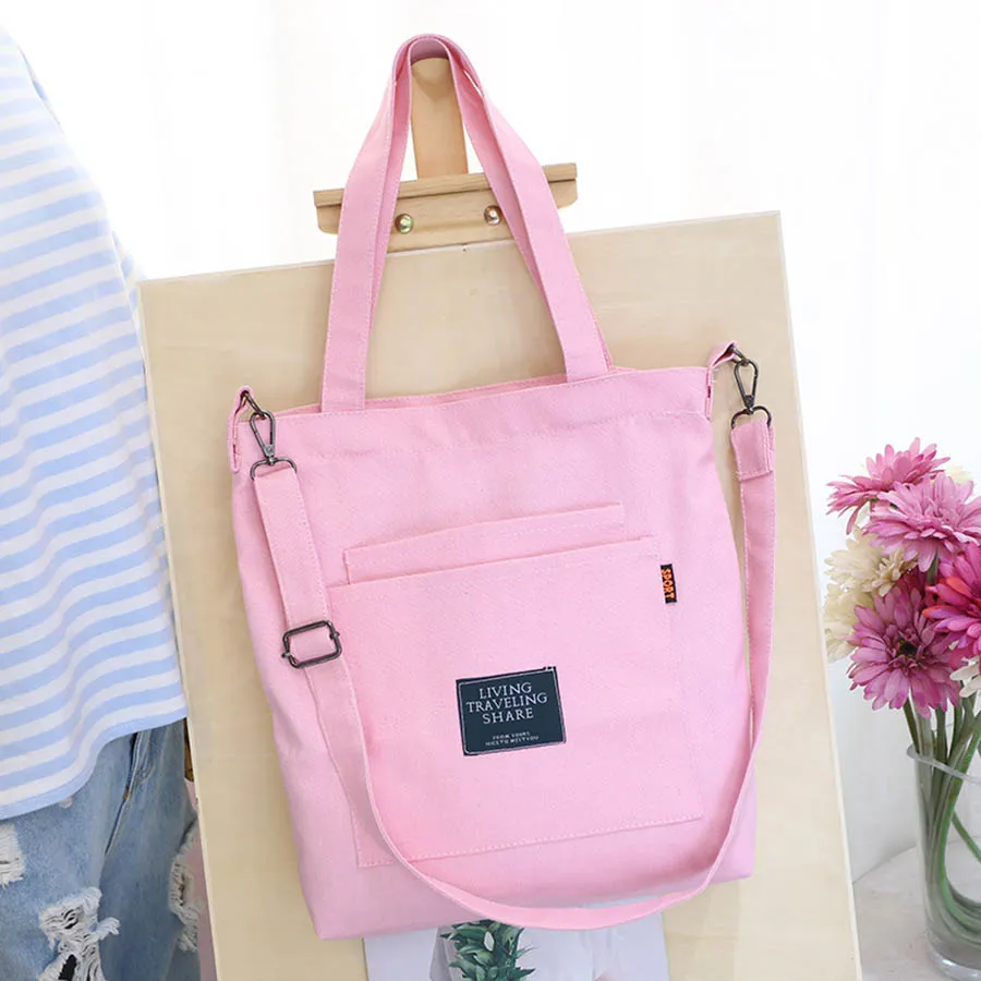Kordelzug Frauen Handtaschen Große Kapazität Canvas Tasche Vintage Reißverschluss Klappe Schulter Messenger Umhängetaschen Beutel Bolsos_voghion.com