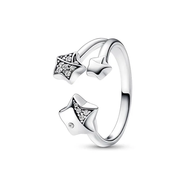 Anelli originali in argento Sterling per donna con cuore colorato in zirconia, margherite, stelle rosa, gioielli_voghion.com