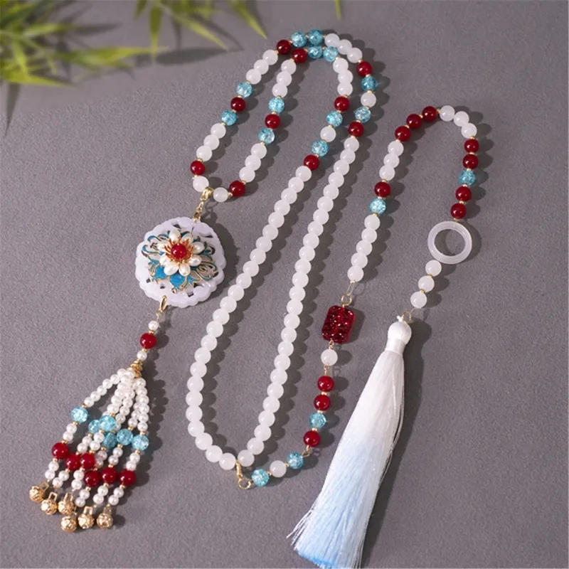 Ķēdes Eleganta ķīniešu svārku kaklarota tradicionālam apģērbam_voghion.com