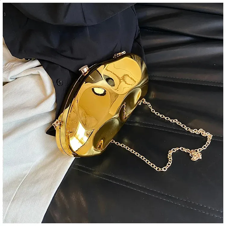 Pochette da sera dorata con catena per donna borsa da matrimonio_voghion.com