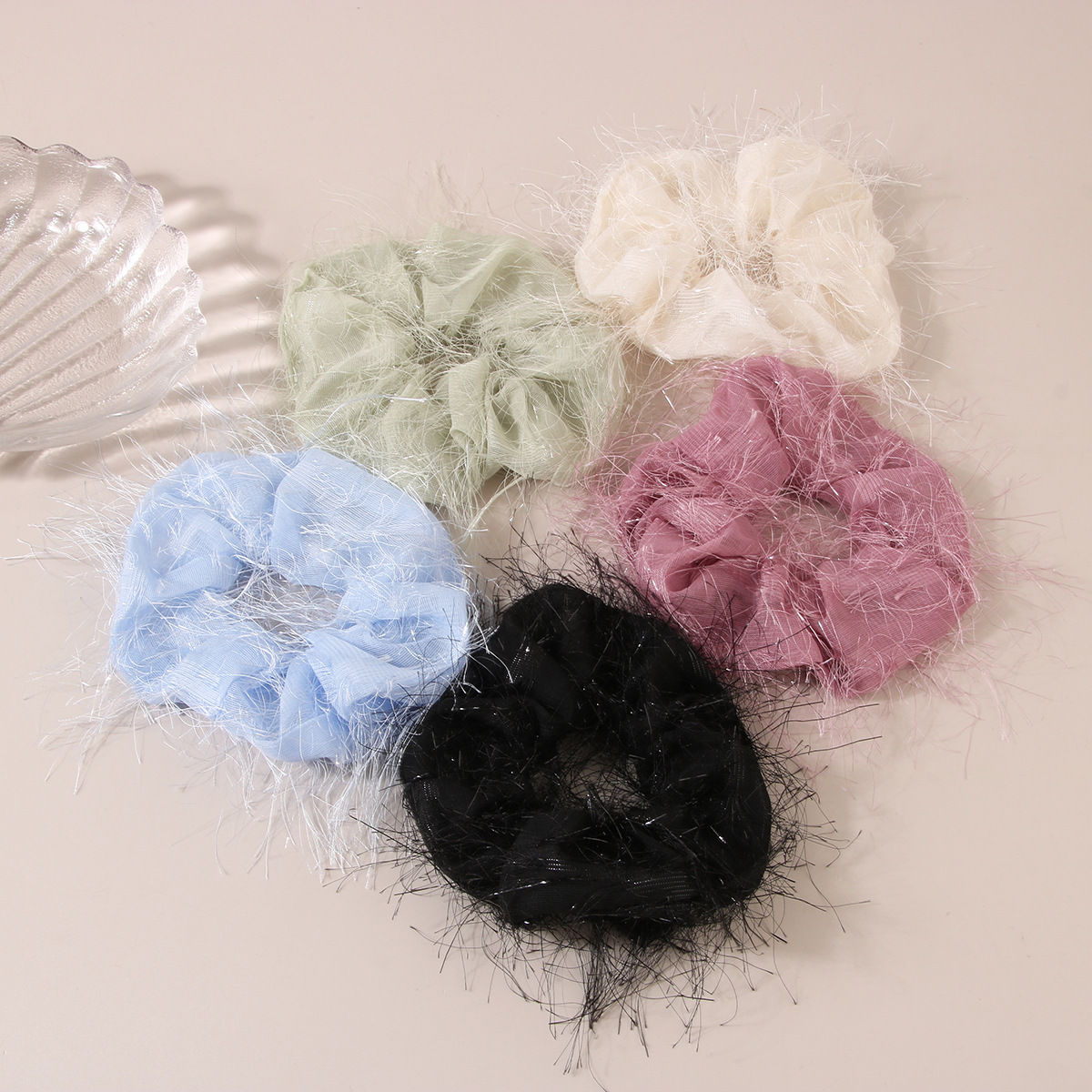 2023 new style super fairy bright silk large intestine hair ring Korean style mesh large intestine hair ring hair rope ball hair accessories wholesale_voghion.com