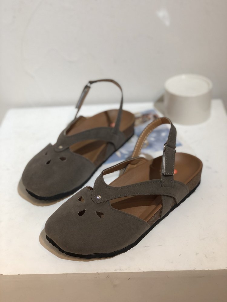Women's one-line buckle flat sandals_voghion.com