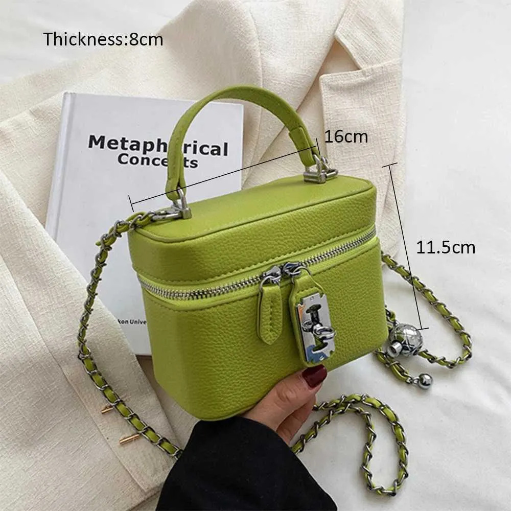 Süße Mini Pu Umhängetasche Solide Flap Box Kette Schulter für Frauen Casual Fashion Lady Commute Lock Messenger Bags_voghion.com