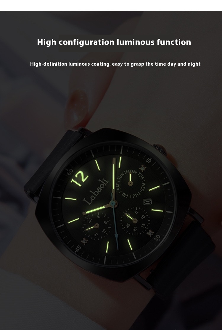 Labaoli Lapoli Casual Women's Three Eye Calendar Waterproof Silicone Tape Quartz Watch_voghion.com