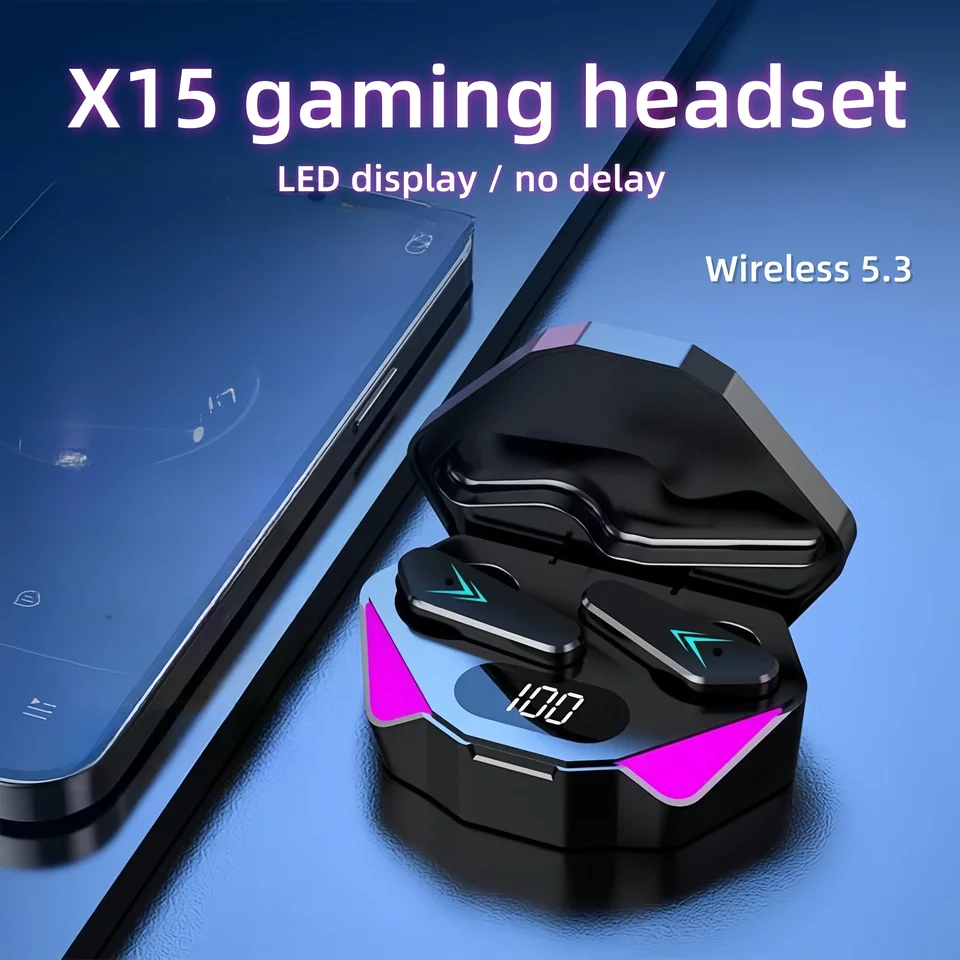Écouteurs sans fil gamer avec affichage led et réduction bruit_voghion.com
