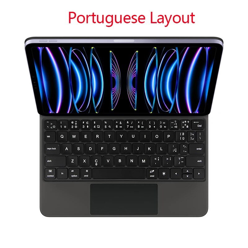 TrackPad Magic Keyboard For iPad Pro 11 2022-2018 Air 5 4 10.9 Air4 Air5 Tablet Case Arabic Hebrew French German Portuguese_voghion.com