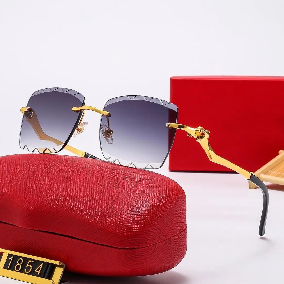 designer sunglasses women mens cartHead Composite Metal Rimless Optical Frame Classic Rectangle Square gold sunshade 1_voghion.com