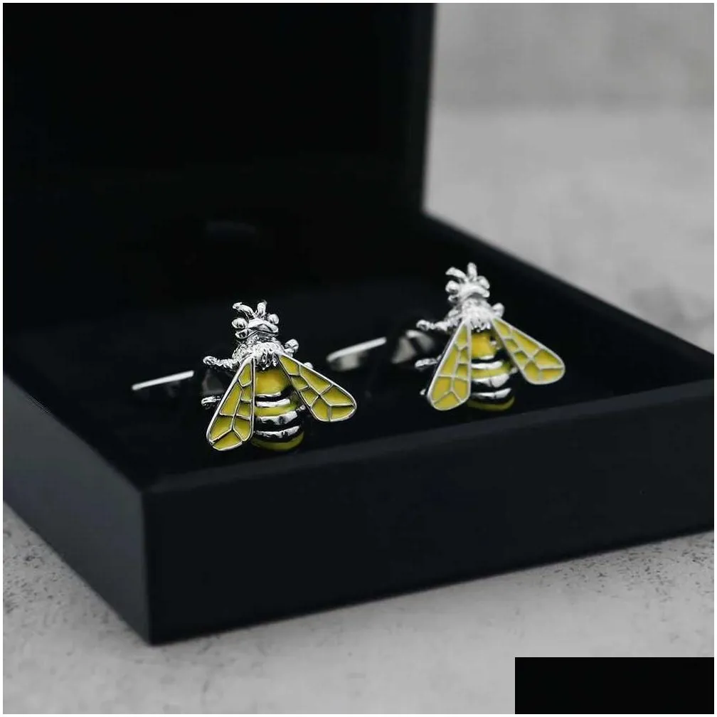 Gemelli da polso a forma di ape in metallo per camicia uomo_voghion.com