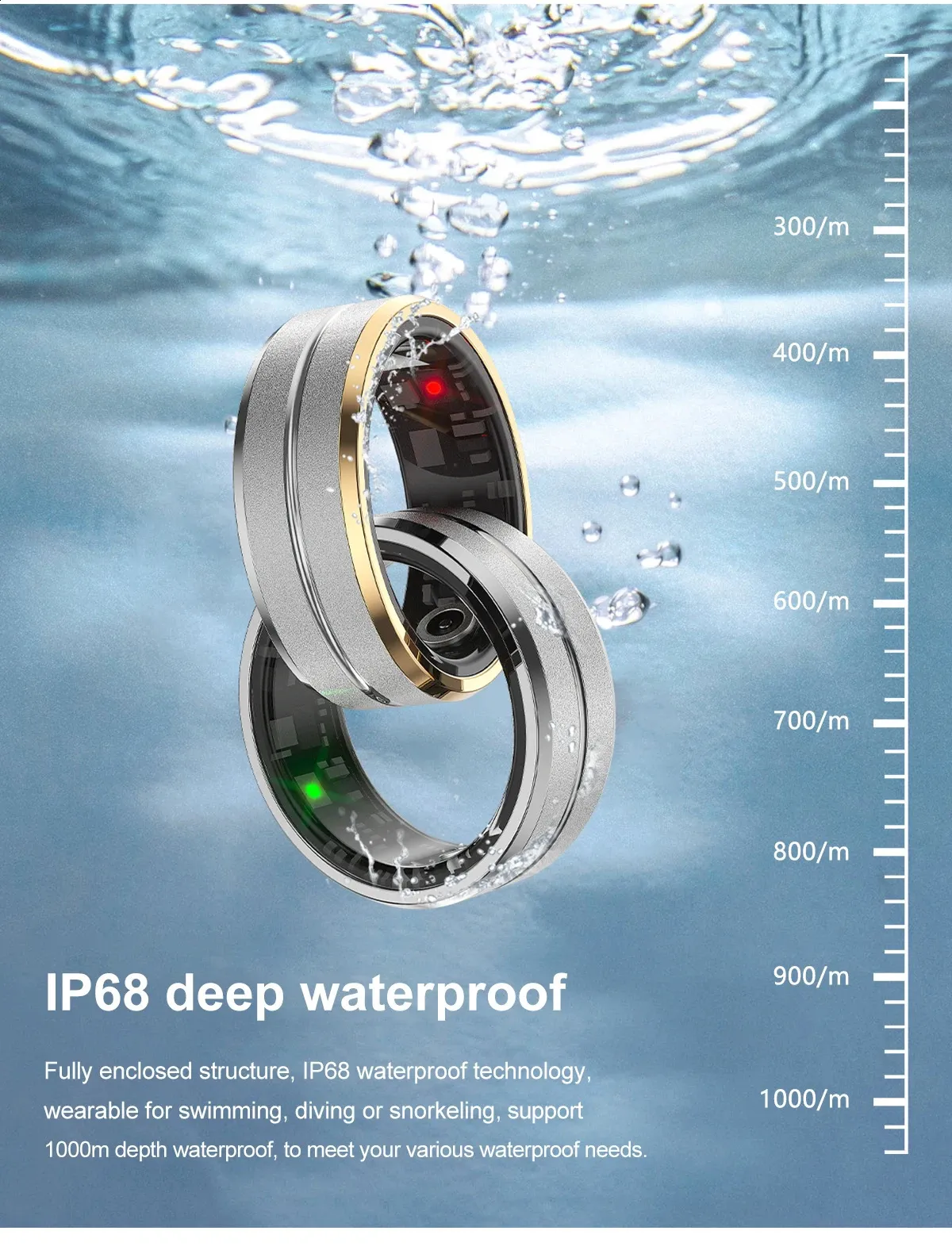 Smart Bracelet Heart Rate Monitoring Waterproof Blood Oxygen Sleep Sport Health Tracker Finger Digital Ring 240730_voghion.com