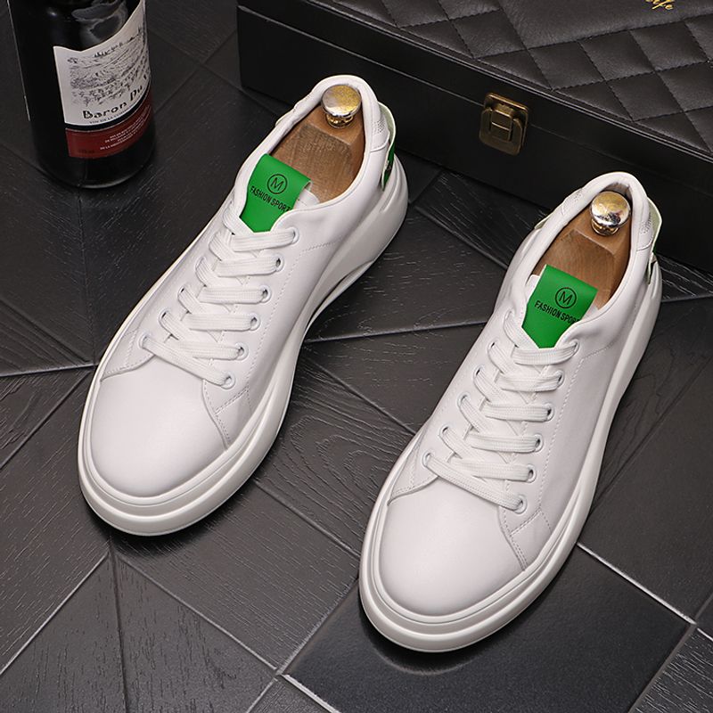 Atmungsaktive weiße lässige koreanische Ausgabe trendige Schnürschuhe Sommer neue hohe Herrensportschuhe_voghion.com