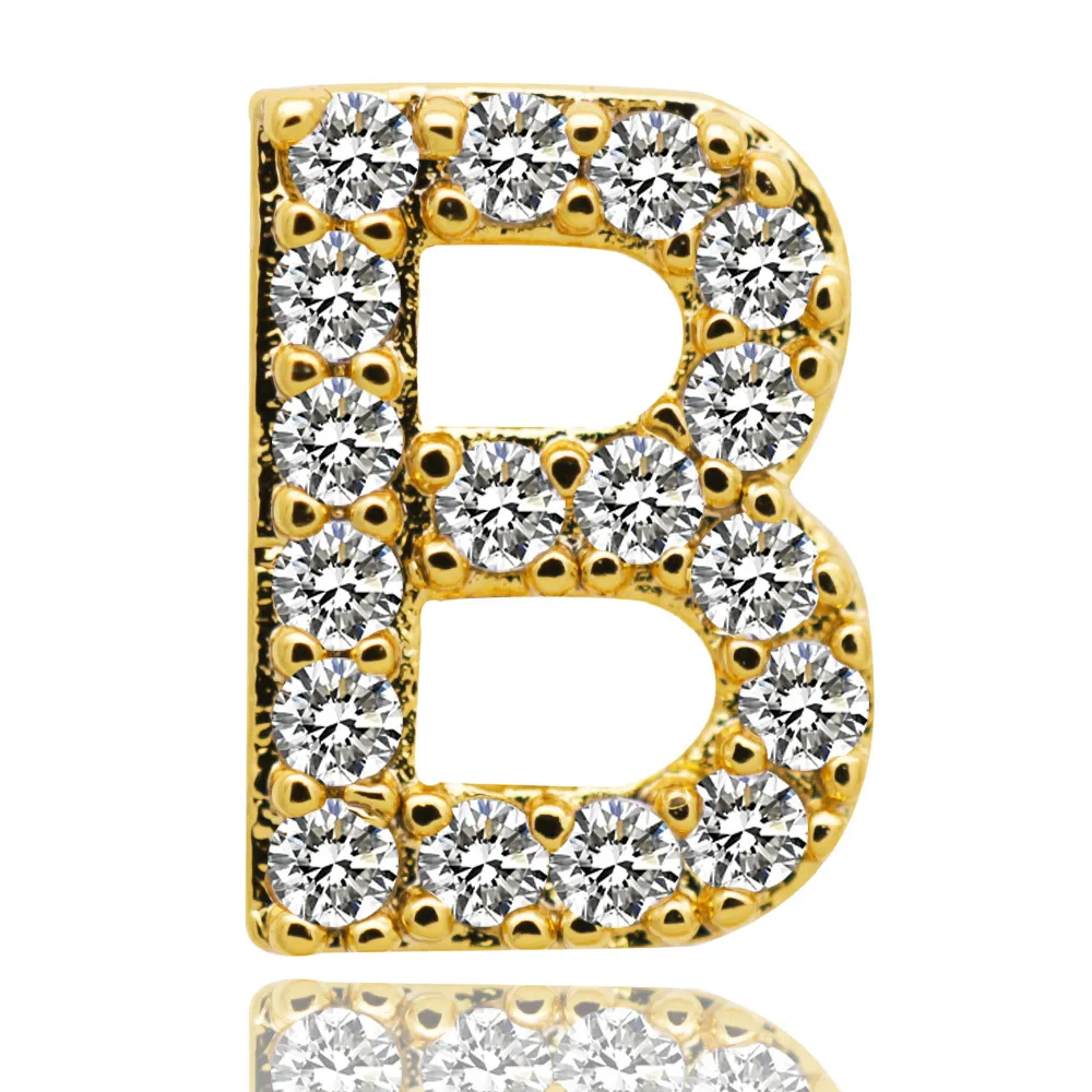 & Oro bianco ghiacciato A-Z Lettera personalizzata Grillz Full Dia fai da te Fang Grills Dente inferiore Cap Hip Hop Dentale Bocca Denti_voghion.com
