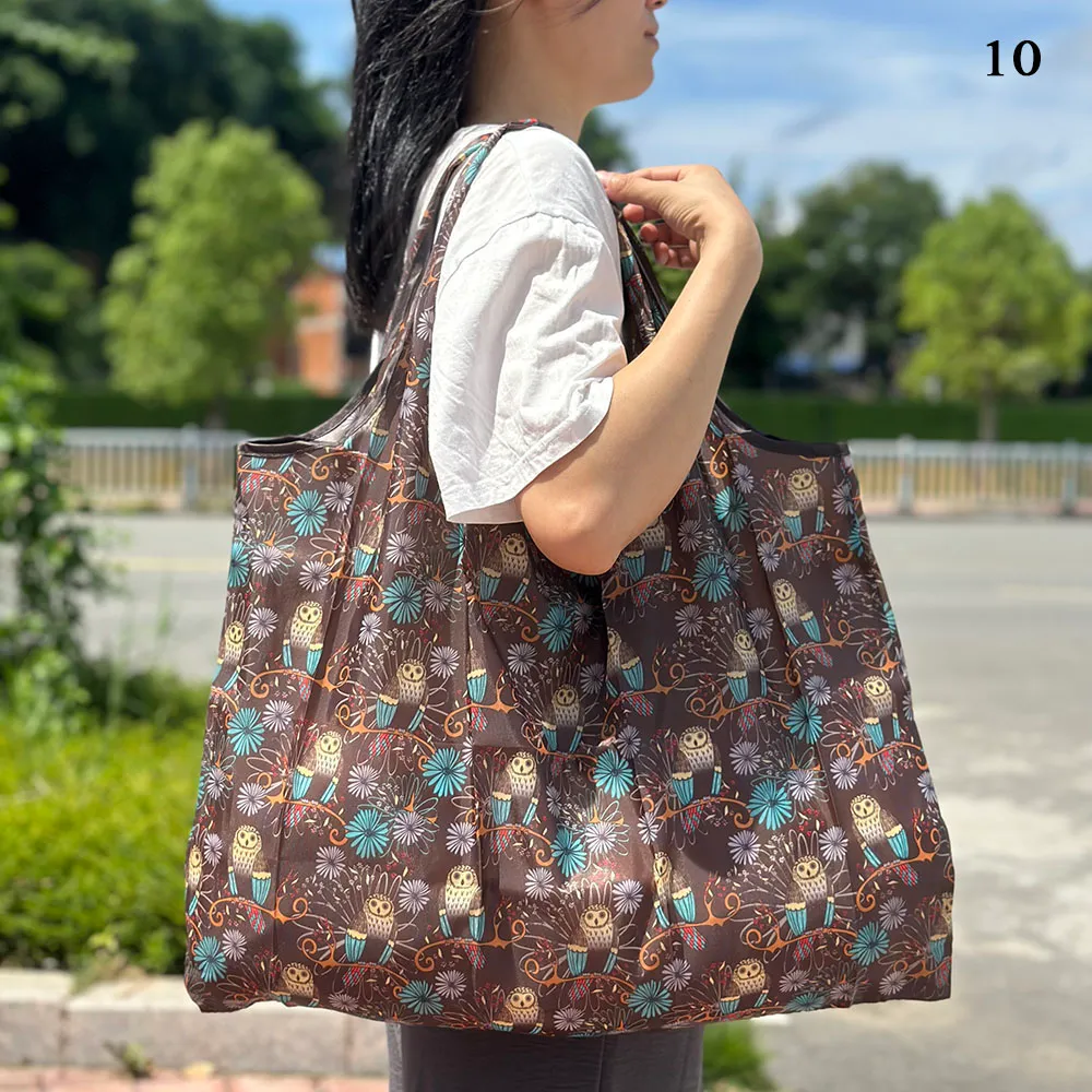 Oxford Cloth Folding Big Portable Storage Large-capacity Washable Reusable Foldable Shopping Bag Handbags_voghion.com