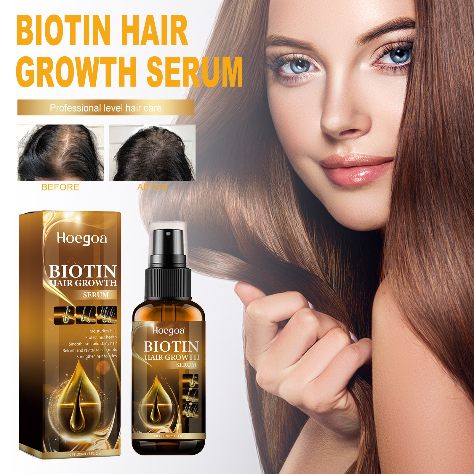 HOEGOA Spray nutriente alla biotina, fissaggio tenace e trattamento di prevenzione della caduta dei capelli_voghion.com