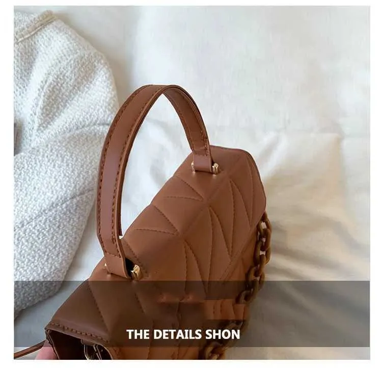 Rhombus Plaid Crossbody Bags For Women Chain Decor Fashion Shoulder Bag Ladies Handbag Casual And Simple Small Square_voghion.com