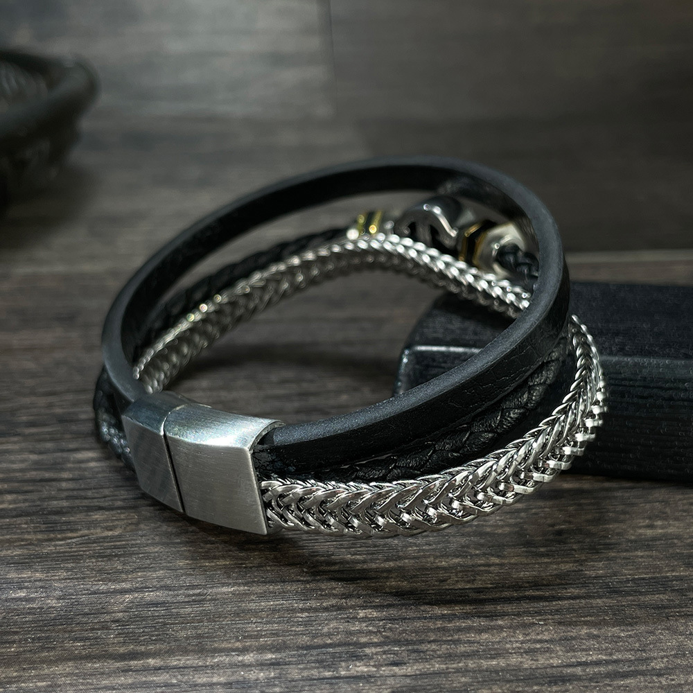 Boot Anker Lederarmband Accessoire Edelstahl Armband Herren_voghion.com