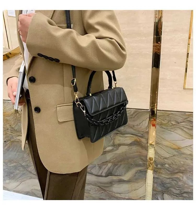 Rhombus Plaid Crossbody Bags For Women Chain Decor Fashion Shoulder Bag Ladies Handbag Casual And Simple Small Square_voghion.com