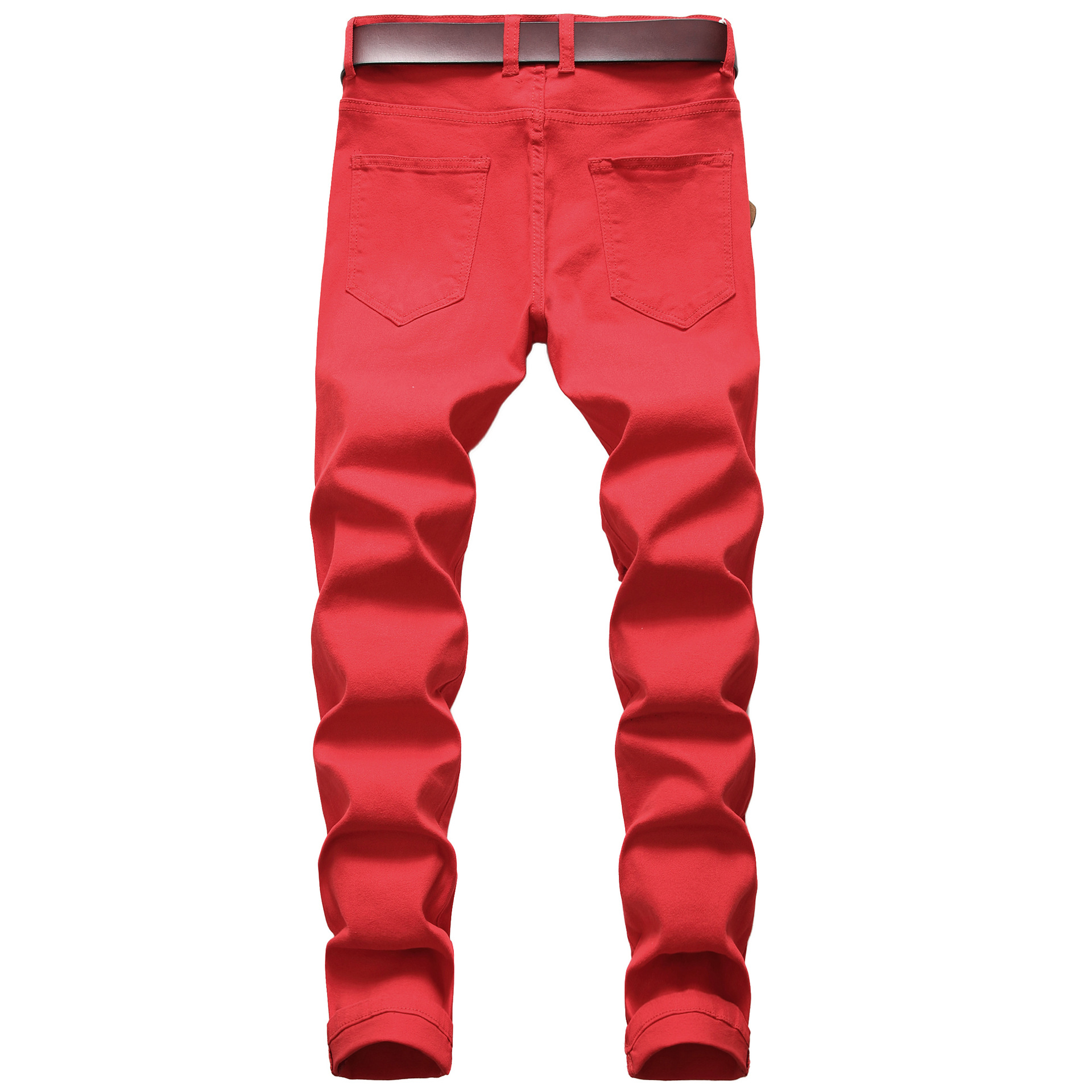 Men's Casual Big Ripped Elastic Pants Slim-Fit Denim Men's Multi-Ripped White Pants_voghion.com