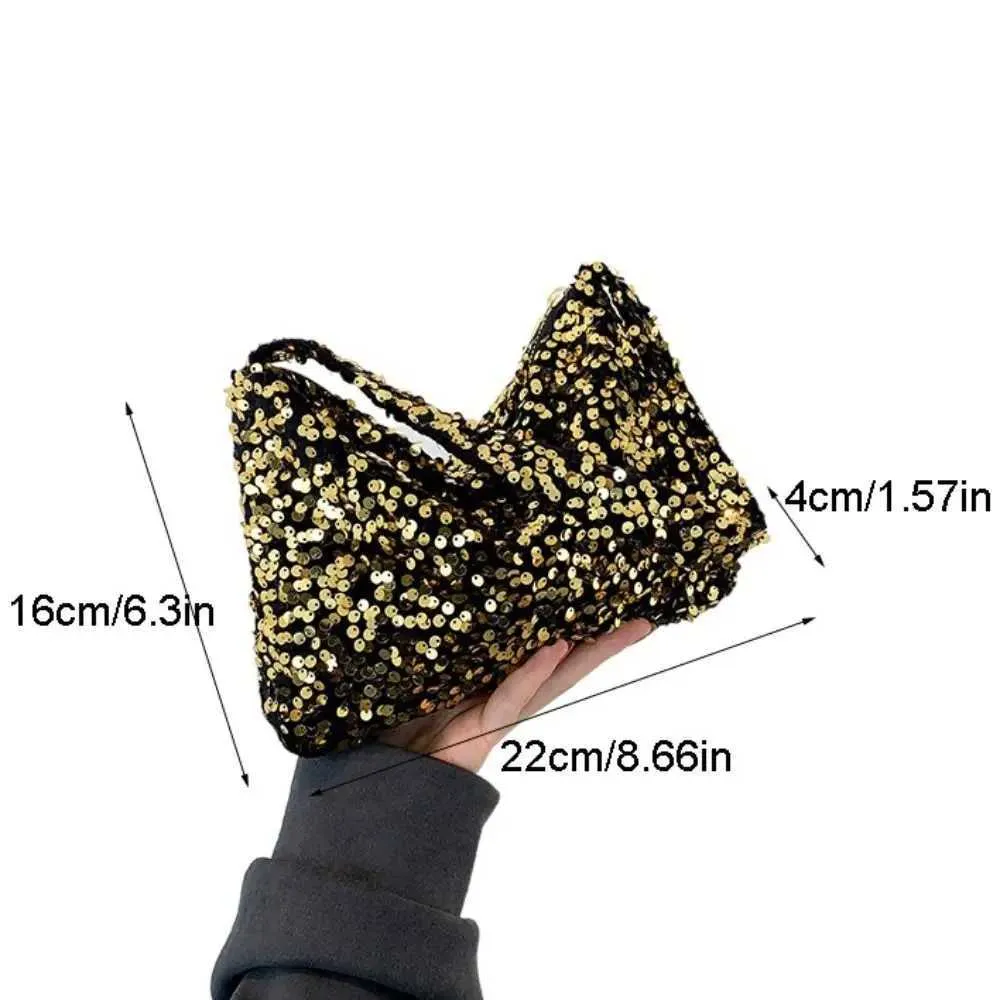 Borsa a tracolla tinta unita alla moda in stile coreano INS da sera, pochette sottobraccio, paillettes, borsa a tracolla da donna C241218_voghion.com