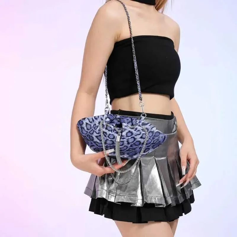 Borsa a tracolla a catena versatile per le donne, borsa a tracolla dal design speciale, borsa casual con motivo leopardato, borsa a mano elegante per ragazze_voghion.com
