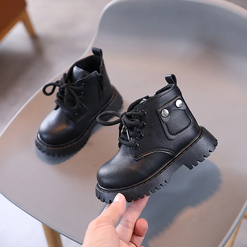 Bambini PU Pelle Moda Inverno Bambini Ragazzi Ragazze Antiscivolo Bambini Piccoli Stivali da Neve Corti Littlesprouts Taglie 21 - 30_voghion.com
