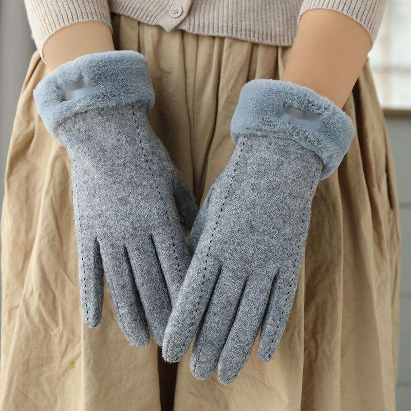 Neue Kaschmirwollhandschuhe für Damen im Winter, süßes Radfahren, warm und plüschig, dicker Touchscreen für kaltes Skifahren_voghion.com