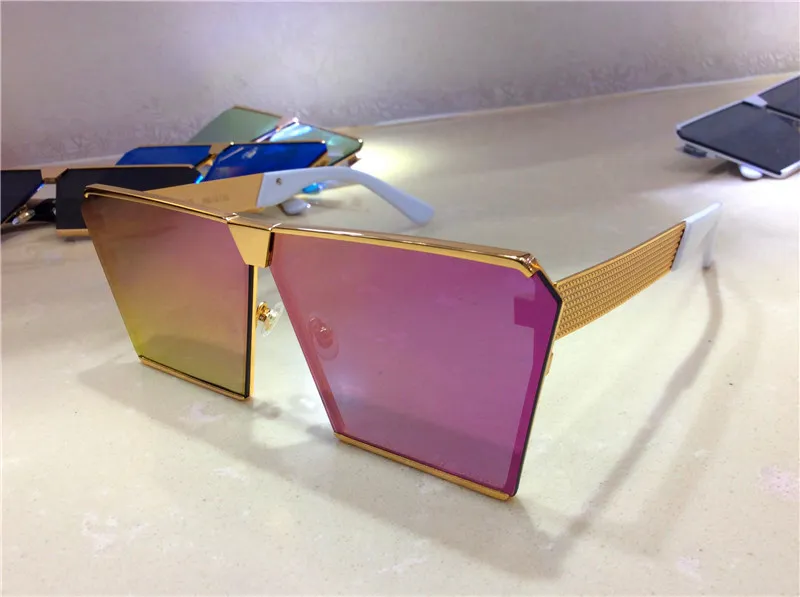 Designer Men's Square Sunglasses Oversized Shiny Mirror Lens Style_voghion.com