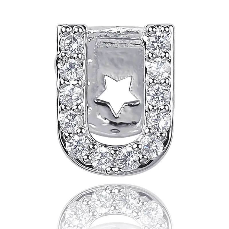 White Gold Iced Out A-Z Custom Name Letter Grillz Full Dia Cubic Zirconia Bg Teeth DIY Fang Grills Bottom Tooth Cap Hip_voghion.com