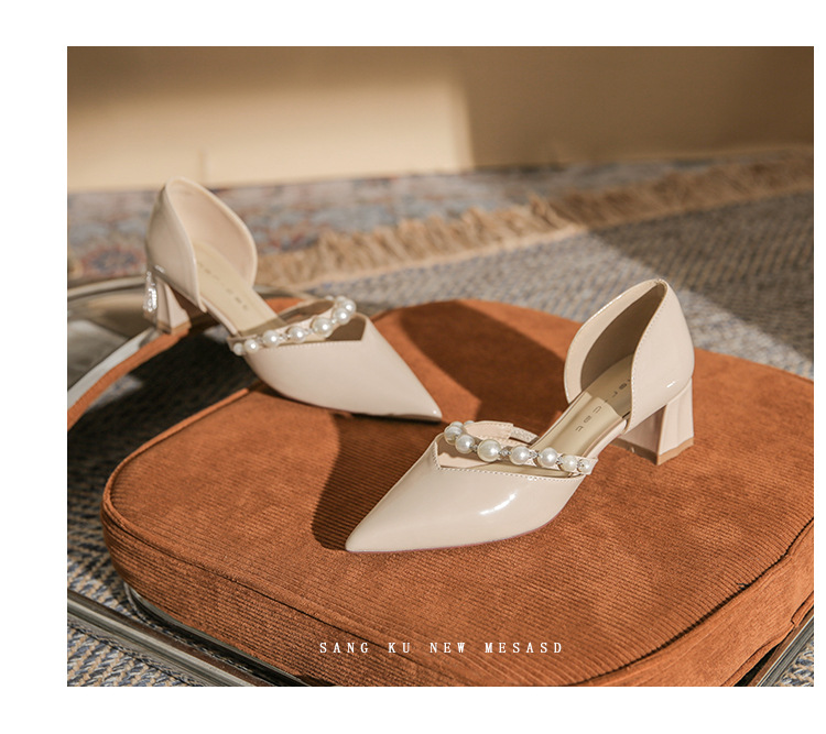Pointed Mary Jane Heels With Pearl Detail Women's Stiletto Pumps_voghion.com